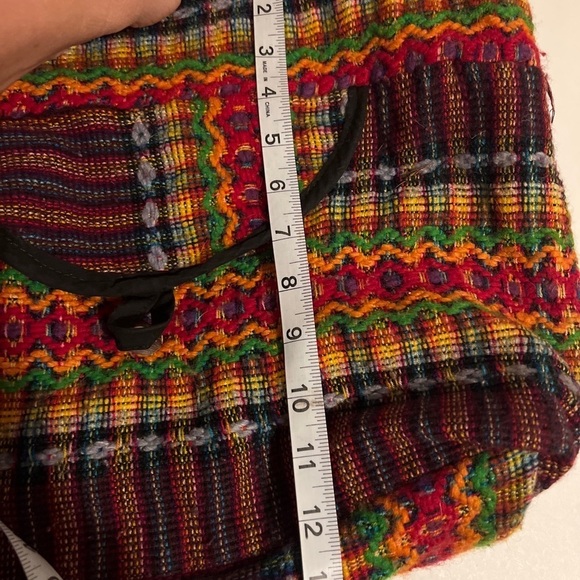 Mexican Shoulder Bag Tote Multi Color Yarn Stitched Blanket Boho Hippie - Picture 5 of 9